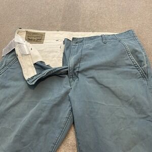 Levis Pants Mens 36 Fits 37x30 Teal Blue Faded Casual Cotton Flat Front
